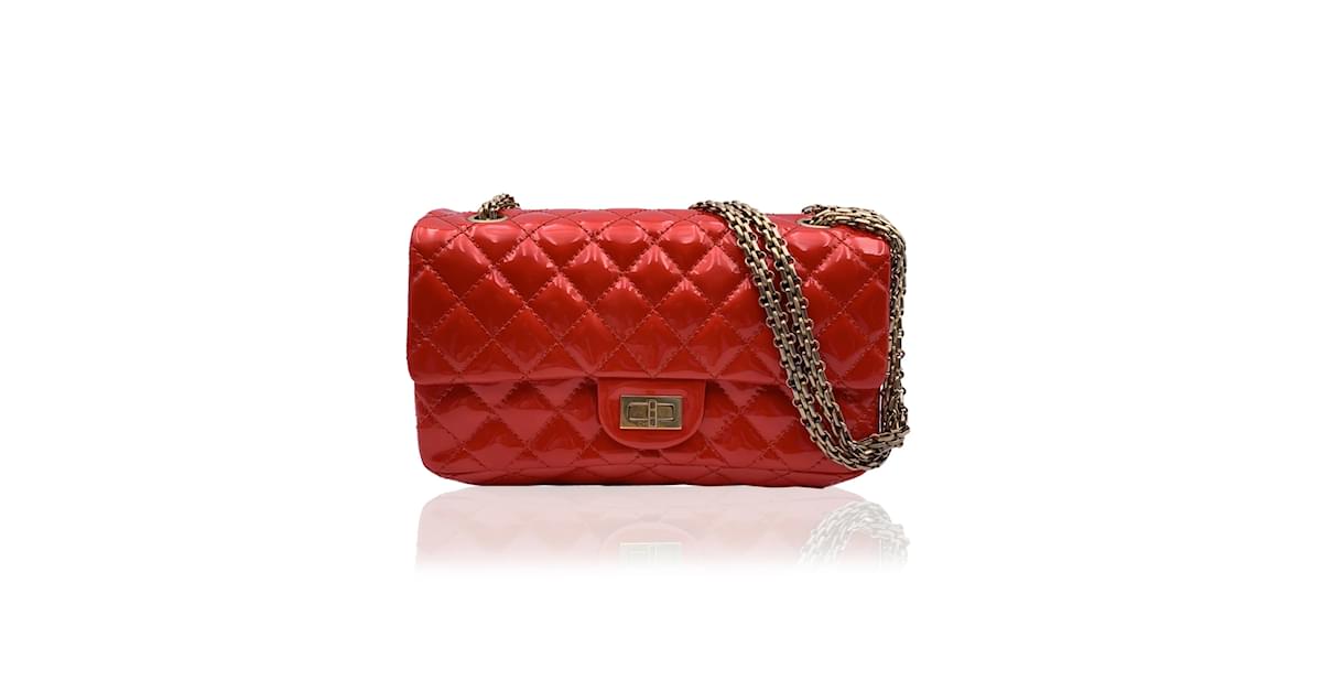 Chanel Red 2.55 Reissue Quilted Patent Leather 226 Jumbo Flap Bag