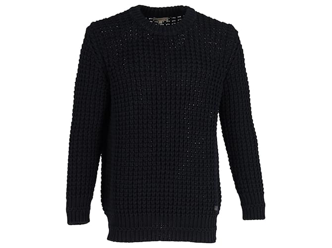 Burberry Fisherman's Open Knit Pullover in Navy Blue Cotton ref