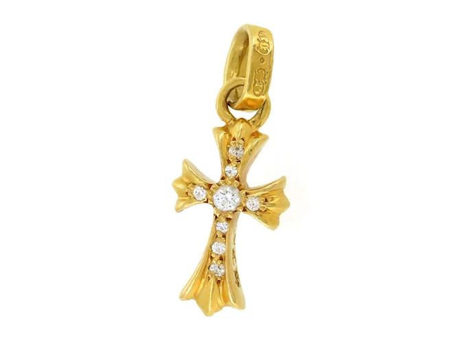 ネックレス・ペンダント +CHROME HEARTS+ 22K GOLD BABY FAT CROSS DIAMOND CHARM Chrome Hearts Baby Fat Cross Diamond Pendasnt Top Necklace