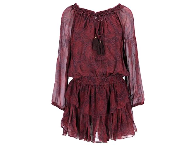 TIERED MINI SKIRT - BURGUNDY