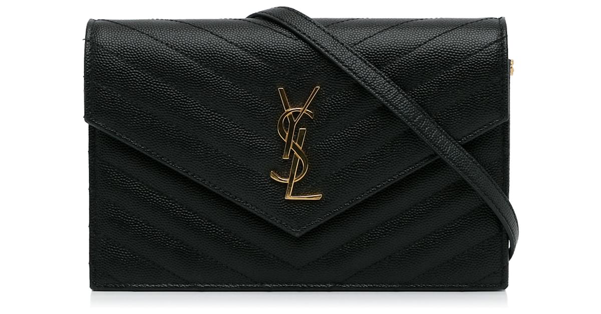 Saint Laurent YSL Monogram Quilted Envelope Clutch Bag