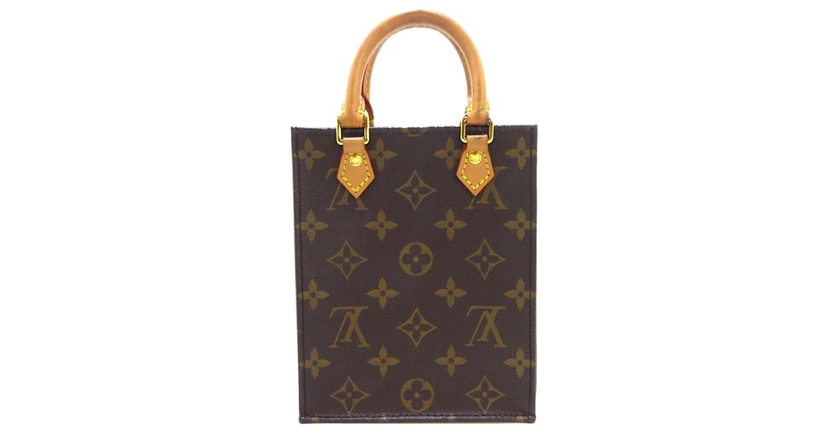 Louis Vuitton Brown Monogram Petit Sac Plat Leather Cloth ref.1018874 -  Joli Closet