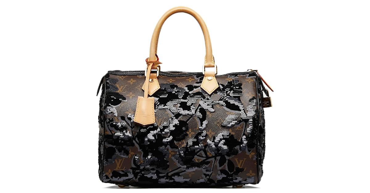 Louis Vuitton Brown Monogram Fleur De Jais Sequins Speedy 30 Black Leather  Cloth ref.1019415 - Joli Closet