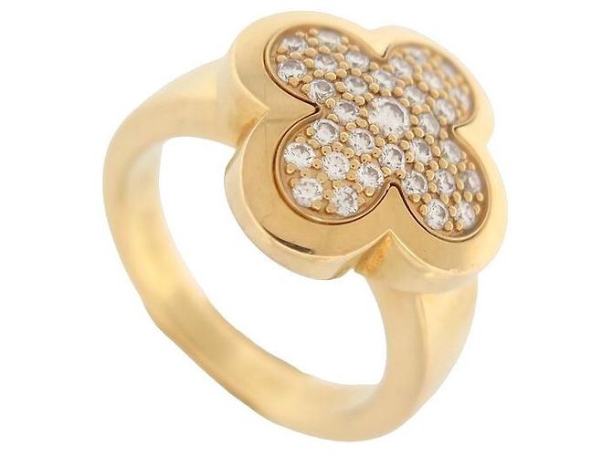 VINTAGE VAN CLEEF & ARPELS PURE ALHAMBRA RING 52 YELLOW GOLD DIAMOND ...