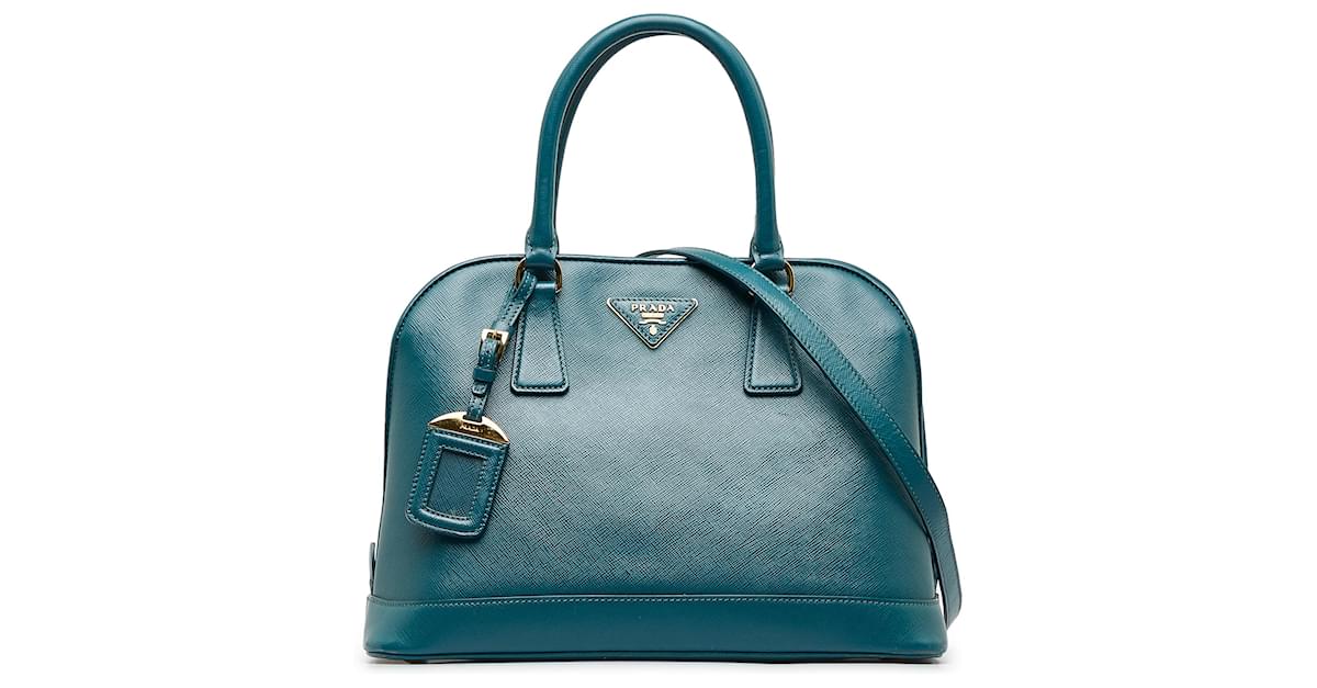 Prada Blue Saffiano Lux Promenade Satchel Turquoise Leather Pony-style  calfskin ref.1020666 - Joli Closet