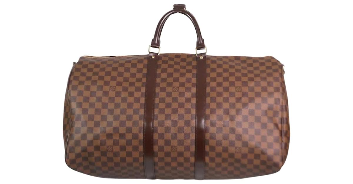 LOUIS VUITTON Keepall Bandouliere 55 Damier Ebene Travel Bag Brown - H