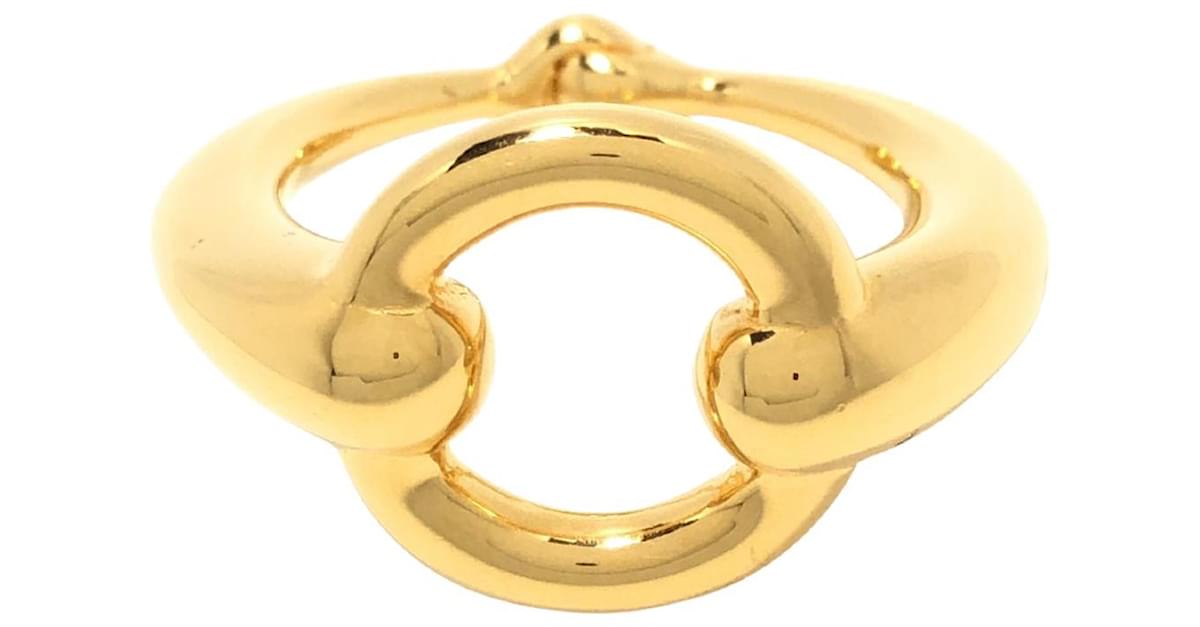 Hermes Hermes Horsebit Motif Gold Plated Brass Scarf Ring