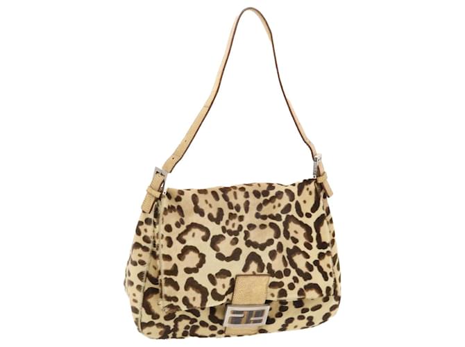 FENDI Mamma Baguette Shoulder Bag Harako leather Beige Auth