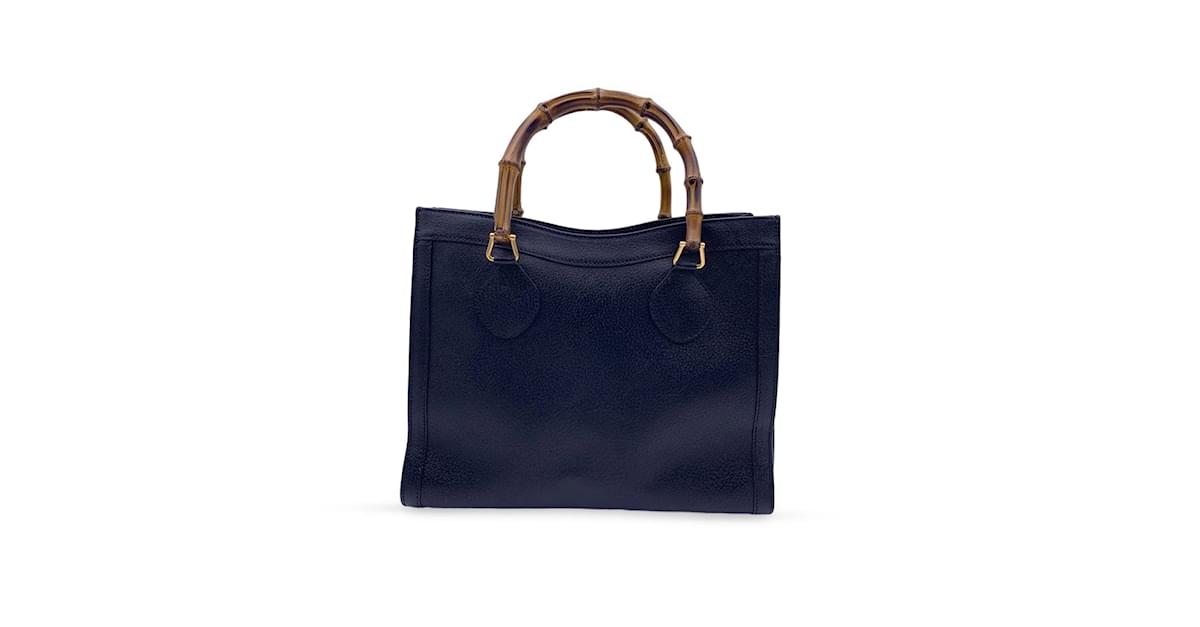 Gucci Vintage Black Leather Bamboo Princess Diana Tote Bag ref.1024101 -  Joli Closet