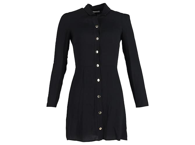 knee length dresses for ladies Reformation Hugh Mini Dress Black Crepe Size 10 Long Sleeve Shirtdress –  Celebrity Owned main image 0