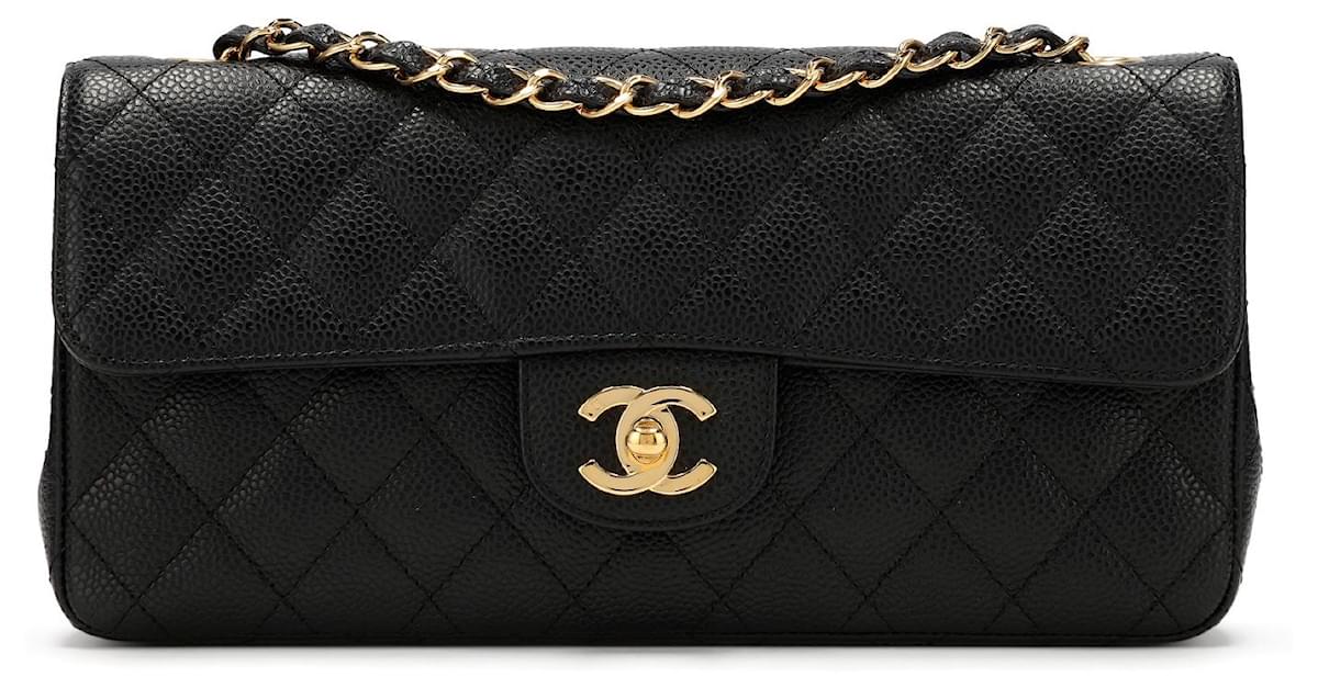 Chanel Quilted East West Flap Pale Pink Caviar Silver Hardware