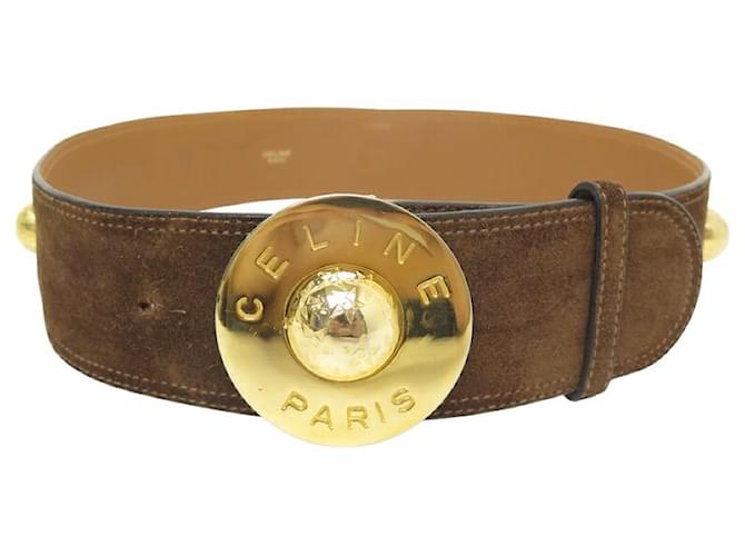 Céline CELINE BROWN SUEDE BELT AND GOLD METAL BUCKLE SIZE 70 BROWN