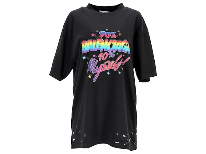 【関税＆送料込み】Balenciaga T-Shirt Over Painted In Vinta Balenciaga Painted Vintage Oversize T-Shirt in Black | Lyst