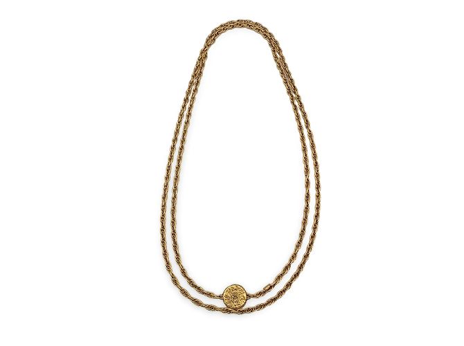Collier Chaîne Dorée GUY LAROCHE Paris - Grand Modèle Vintage, Effet Couture