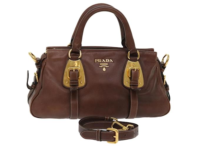 PRADA Hand Bag Leather 2way Brown Auth ki3278 ref.1031619 - Joli