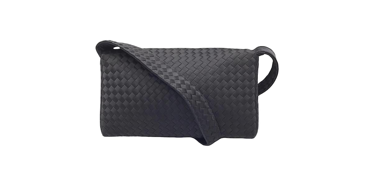 Bottega Veneta Vintage Black Blue Satin Woven Intrecciato Crossbody Mi –  Amarcord Vintage Fashion