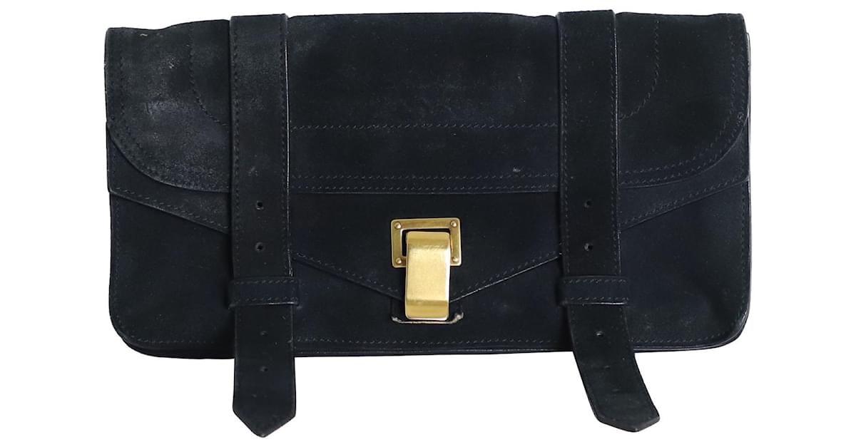 Proenza Schouler Tiny PS1 Cartable en Daim Bleu Nuit Suede Bleu