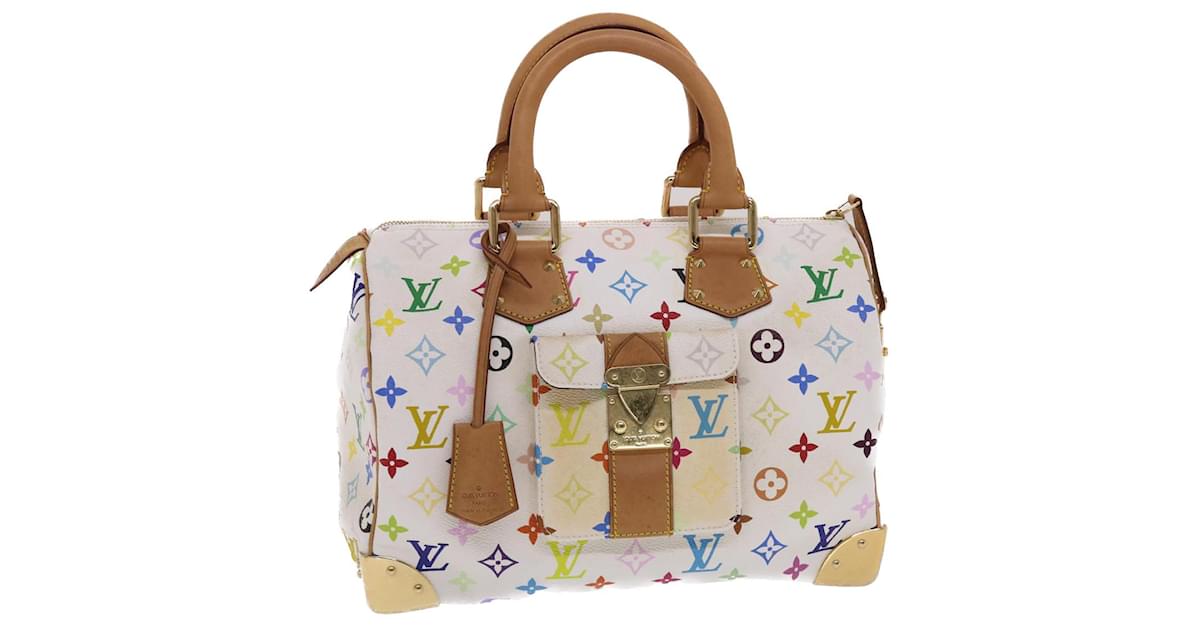Louis Vuitton Monogram Multicolor Speedy 30 Hand Bag White M92643 Lv