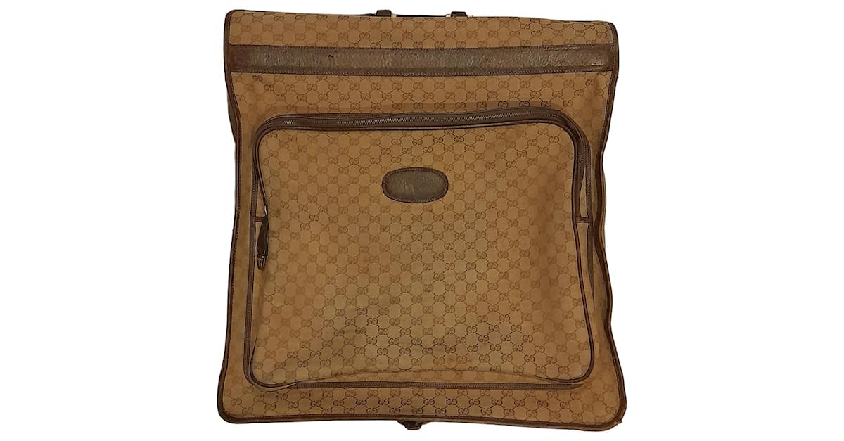 Gucci luggage rack Beige Dark brown Leather Cotton Cloth ref