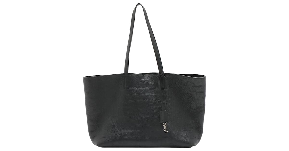 Shopping Large Leather Tote in Black - Saint Laurent