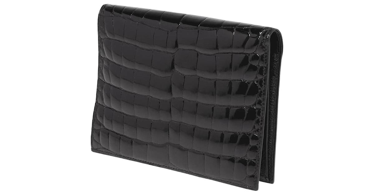 Hermes Black Alligator Bi Fold Wallet