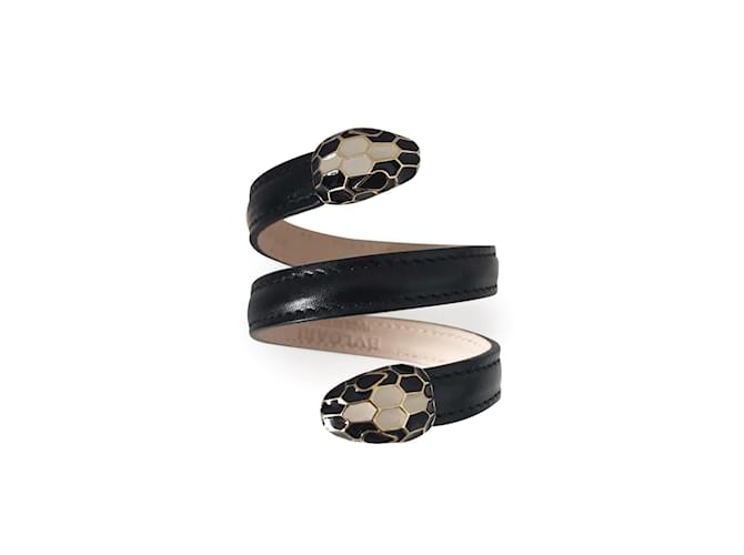 Bulgari Bvlgari Serpenti Forever Black Leather Bracelet Cloth ref