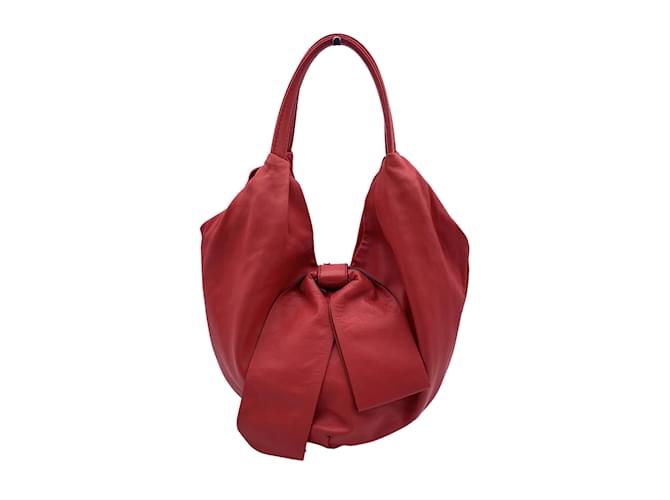 Valentino Garavani Red Nappa Leather 360 Bow Hobo Slouchy