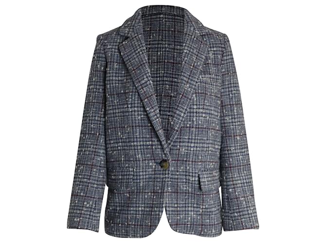 Isabel Marant Étoile Kice Checked Bouclé Blazer In Light Blue Wool