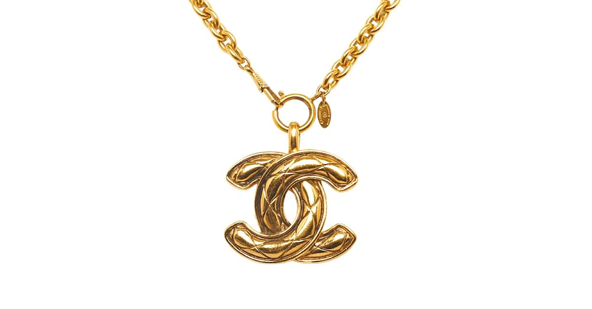 Chanel CC Crystal Logo Necklace Metal Silver 64445159