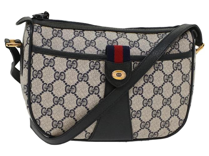 バッグ GUCCI Vintage Sherry Shoulder Bag GUCCI Vintage Sherry GG Monogram Navy Blue Leather Crossbody