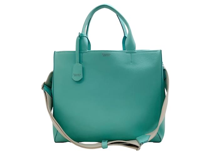 Leather Tote O Bag Tiffany TIFFANY Tiffany Blue Pebbled Leather