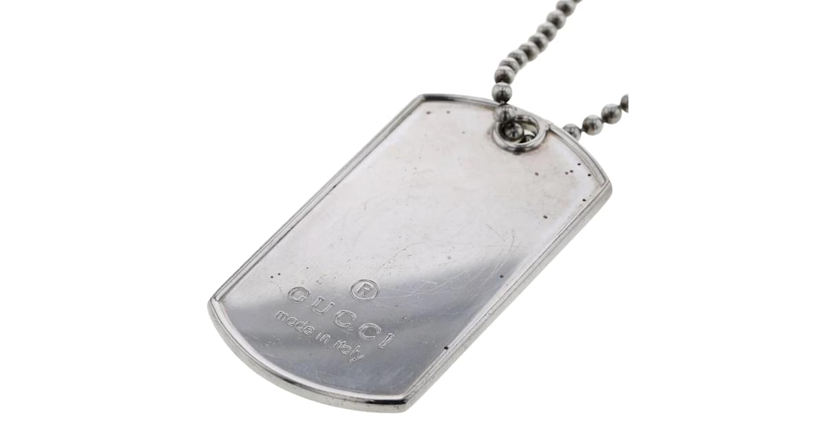 Sold at Auction: Sterling Silver Gucci Dog Tag Necklace