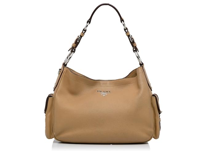 Prada Brown Vitello Daino Shoulder Bag Light brown Leather
