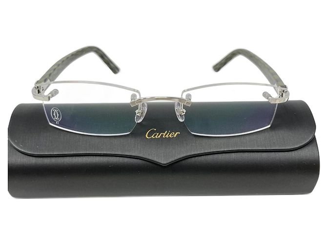 Cartier Cartie rimless eyeglasses Silvery Green Metal ref.1041462 ...