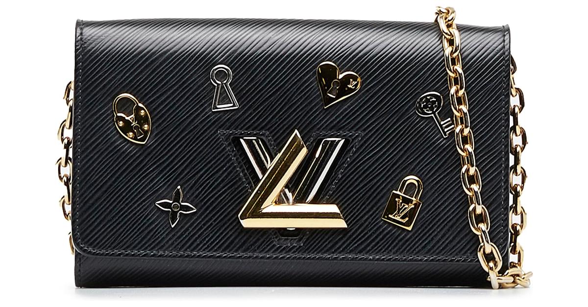 Louis Vuitton Cartera negra con cadena Epi Twist Love Lock Negro Cuero  ref.1041704 - Joli Closet