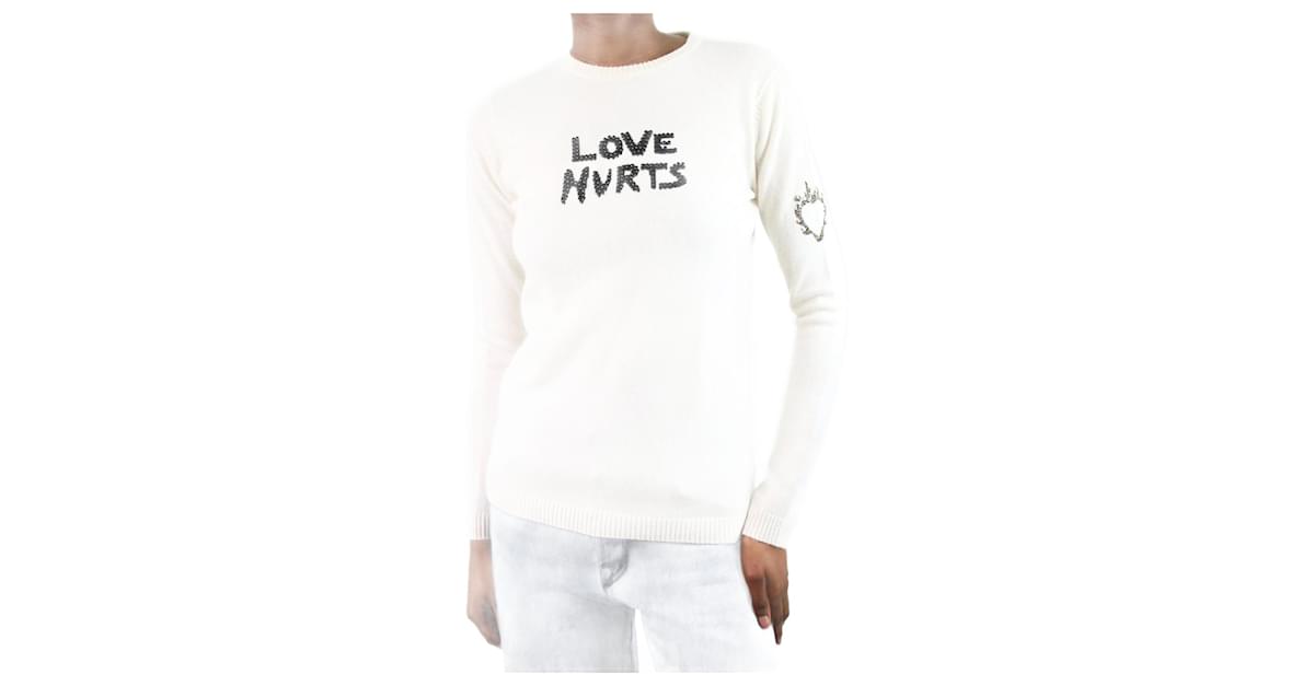 Bella Freud Cream Love Hurts applique jumper size XS Wool ref