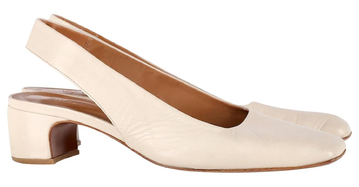 By Far Danielle Slingback Pumps in Cream Leather White ref