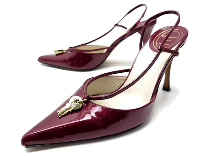 靴 Vintage Dior lock key heels CHRISTIAN DIOR SHOES PADLOCK KEY PUMPS 40.5 LEATHER LOCK