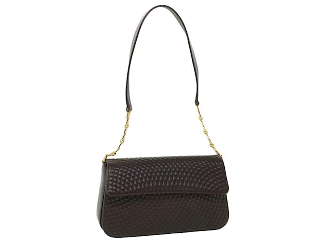 BALLY Quilted Chain Shoulder Bag Leather Brown Auth yk8357 ref