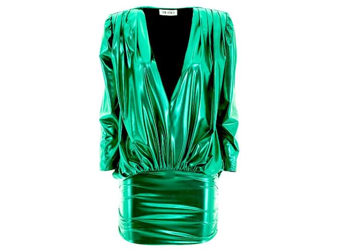 The Attico green stretch lame mini dress Polyester ref.JC1049939 (Sold) - Joli Closet The Attico green stretch lame mini dress Polyester ref.JC1049939 (Sold) - Joli Closet