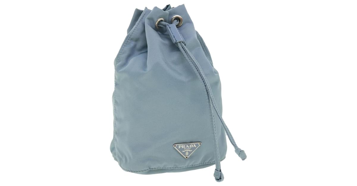 PRADA Drawstring Bag Pouch Nylon Light Blue Auth 52247 ref.1050892 Joli Closet