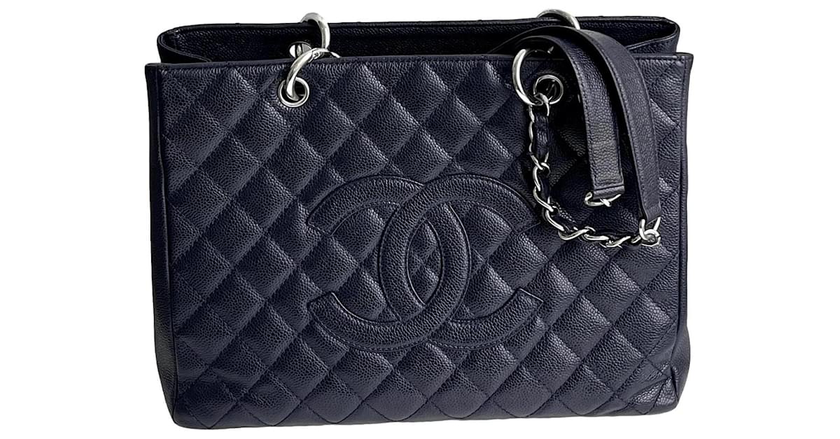 Chanel Classic GST Grand Shopping Tote Navy blue Leather ref