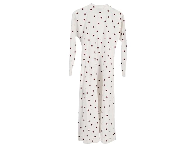 Ganni Polka Dot-Print Poplin Midi Dress in White Cotton ref.1056383 - Joli  Closet