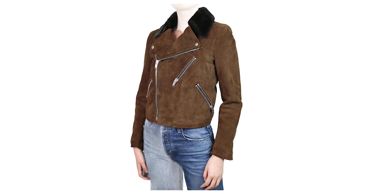 Saint laurent suede sale biker jacket