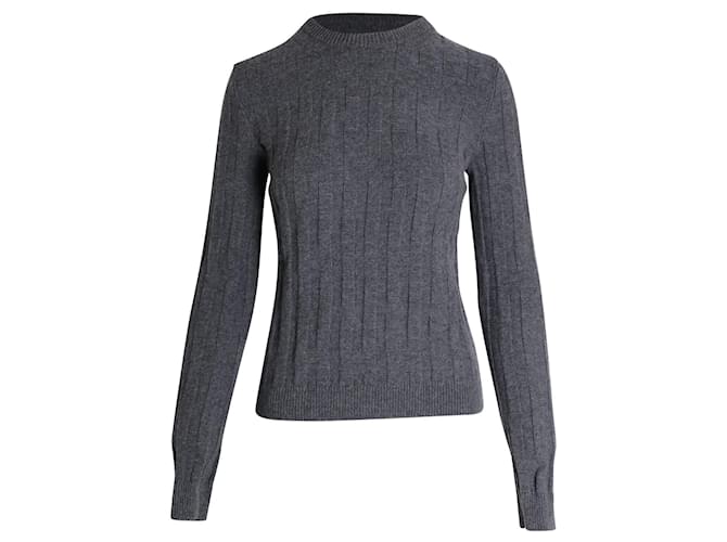 HERMES wool H-pattern crew neck sweater tops black 40