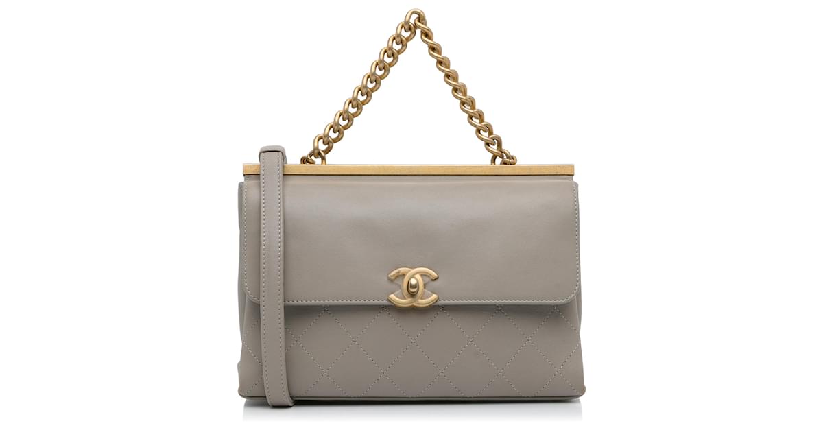 Chanel Gray Coco Lux Flap Bag Grey Leather Pony-style calfskin ref.1058397  - Joli Closet