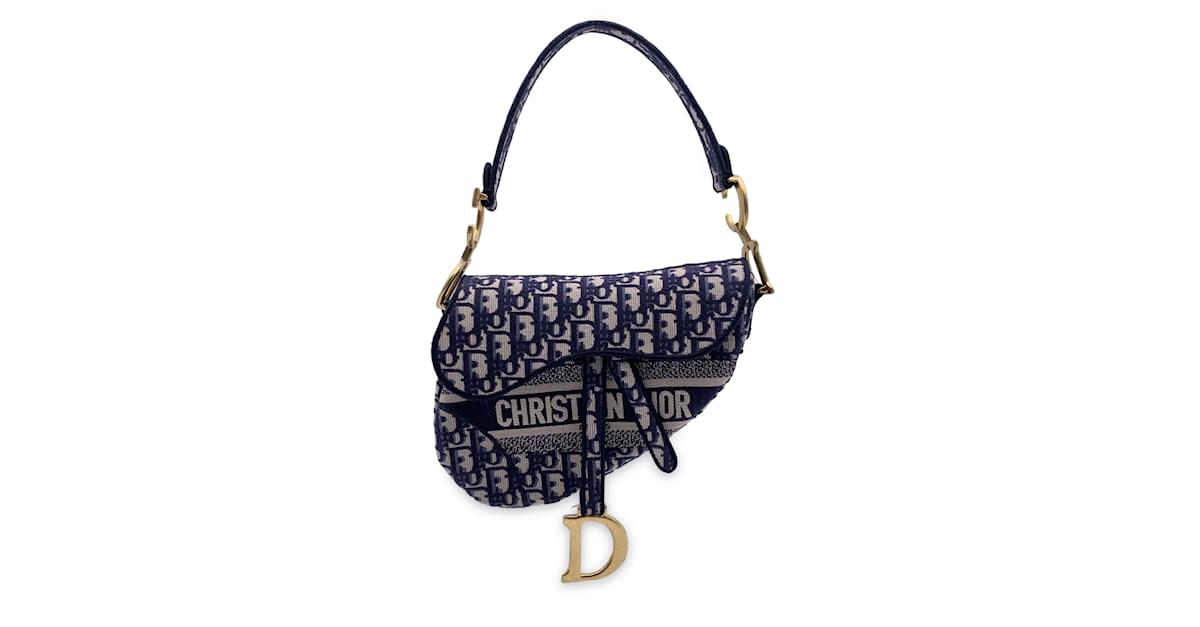 Christian dior oblique saddle bag online blue