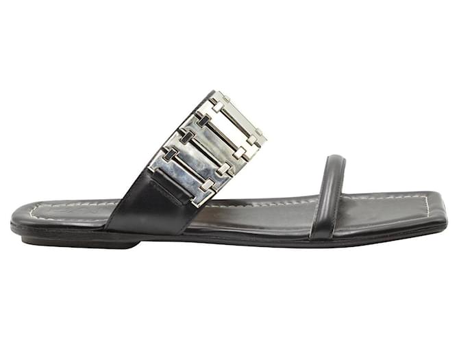 Pu Leather Chain Detailed Flat Slides