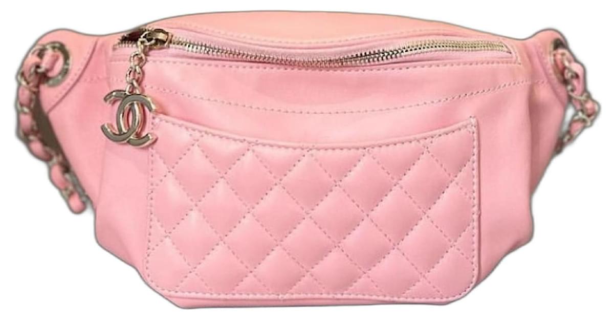 Pink quilted belt shop bag