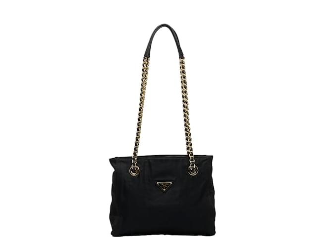 Prada Tessuto Chain Shoulder Bag B4834 Black Cloth ref.1065078